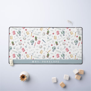 leraarscadeau   Waterverf Patroon Gepersonaliseerd Bureaumat