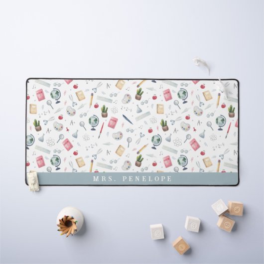 leraarscadeau | Waterverf Patroon Gepersonaliseerd Bureaumat (Kindertafel)