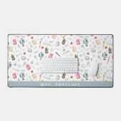 leraarscadeau | Waterverf Patroon Gepersonaliseerd Bureaumat (Keyboard & Muis)