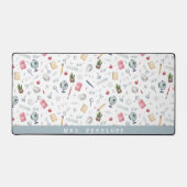 leraarscadeau | Waterverf Patroon Gepersonaliseerd Bureaumat (Voorkant)