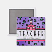 Leraarsmagneet - Paarse luipaardprint Magneet (Voorkant / Achterkant)