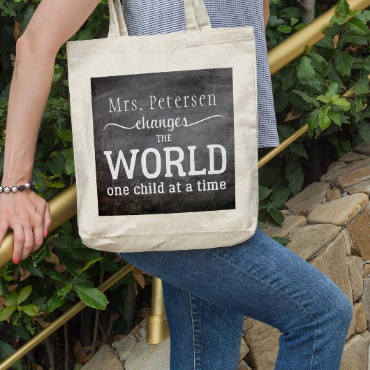 Leraarsnaam blackboard typografie script quote tote bag