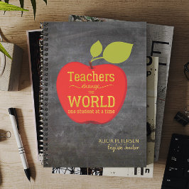 Leraarsnaam Goud Script Rood Apple Blackboard Planner