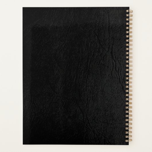 Leraarsnaam Gouden Quote Zwart Leer Elegant Planner (Achterkant)