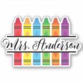 Leraarsnaam Monogram met kleurpotloden Sticker (Voorkant)
