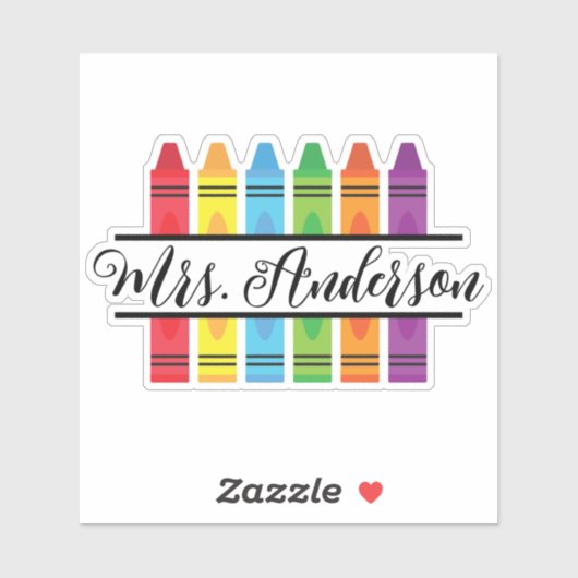 Leraarsnaam Monogram met kleurpotloden Sticker (Vel)
