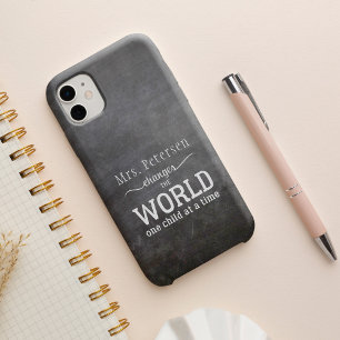 Leraarsnaam typografie citaat zwart-wit iPhone 15 case