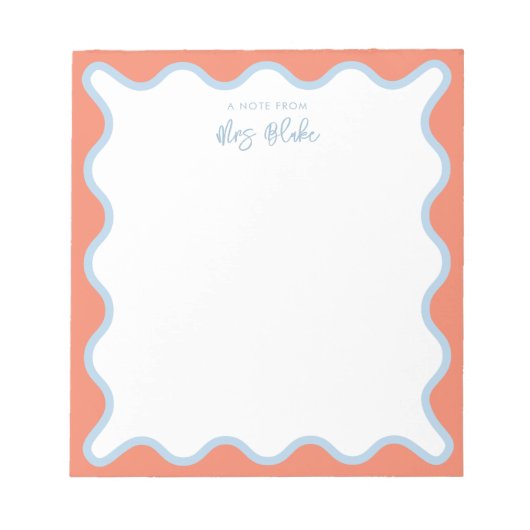 Leraarswaardering Blauwe perzikgolf Notitieblok (Voorkant)