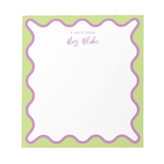 Leraarswaardering Paarse Groene Golf Notitieblok (Voorkant)