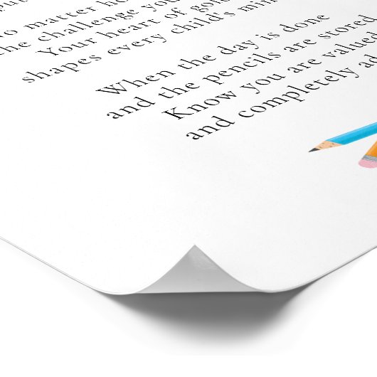 Leraarswaardering Rood Blauw Geel Potloden Poster (Hoek)