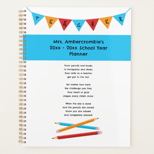 Leraarswaardering Rood Geel Blauw Potloden Planner (Voorkant)