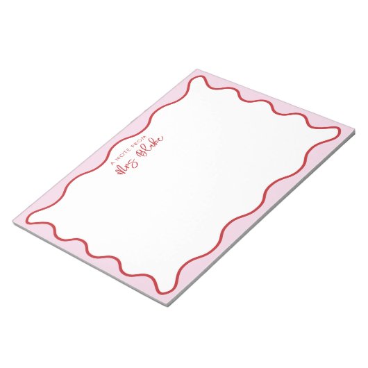 Leraarswaardering Roze Rode Golf Notitieblok (Schuin)