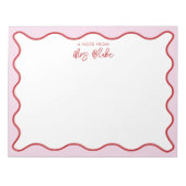 Leraarswaardering Roze Rode Golf Notitieblok (Voorkant)