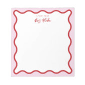 Leraarswaardering Roze Rode Golf Notitieblok (Voorkant)