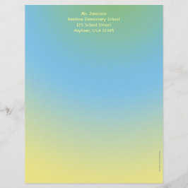 Leraarswerk, blauw en geel briefhoofd