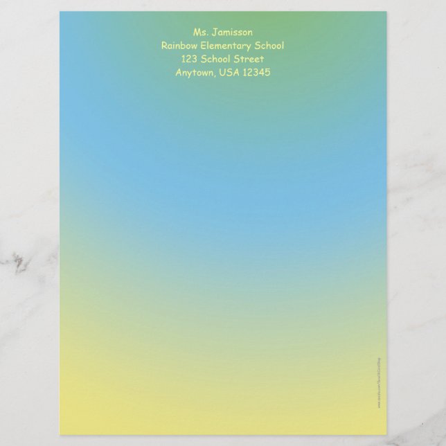 Leraarswerk, blauw en geel briefhoofd (Voorkant)