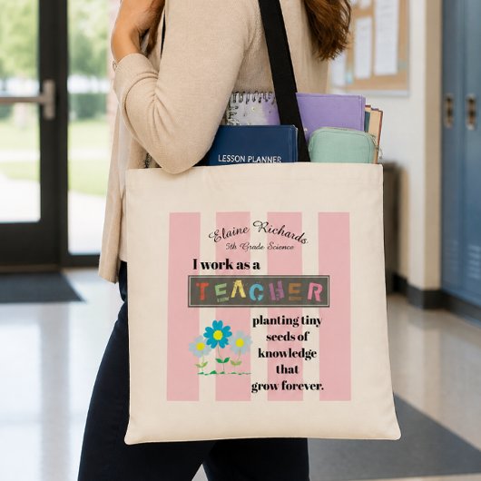 Lerar Inspirerende Strepen - Personaliseer het Tote Bag