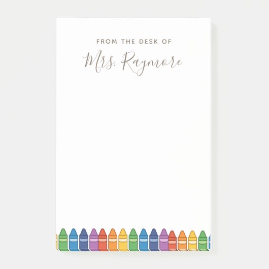 Lerarar bedankbrief – Regenboogkrijt aangepaste au Post-it® Notes (Voorkant)