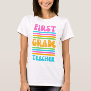 LERAREES EERSTE LEERJAAR Kleurrijke Bubble Lettert T-shirt