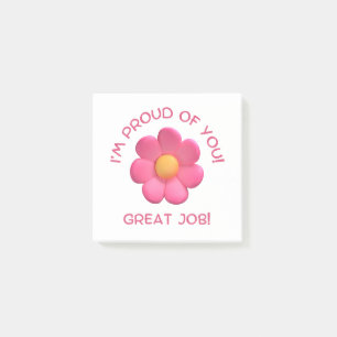 leraren aanmoediging, roze bloem schattig meisjesa post-it® notes