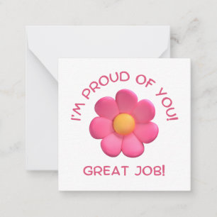 leraren aanmoediging, roze bloem stijlvol notitiekaartje