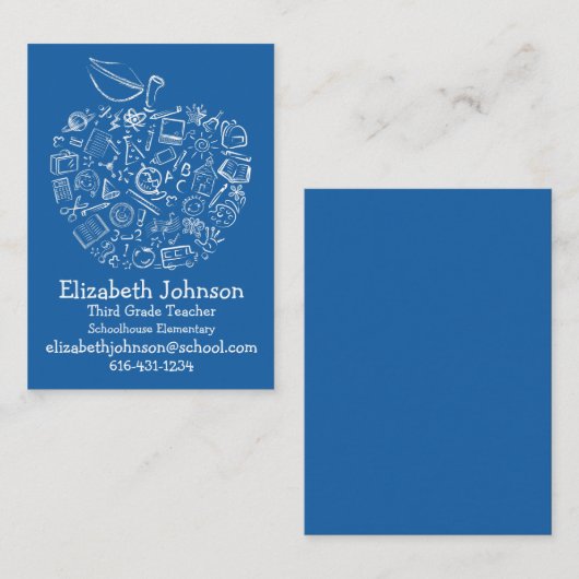 Leraren Apple Visitekaartje - blauw (Voorkant / Achterkant)