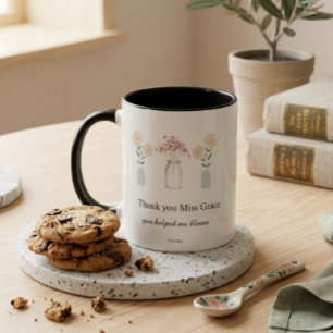 Leraren Bedankt Bloem Minimaal Esthetisch Koffie Mok