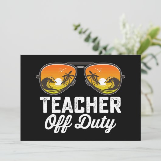 Leraren buiten dienst zonnebril laatste schooldag kaart (Staand voorkant)