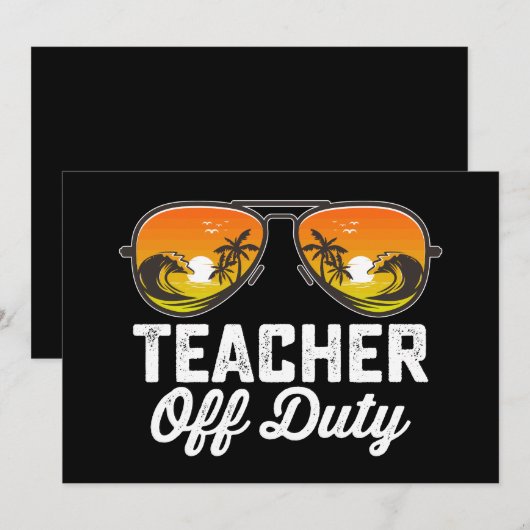Leraren buiten dienst zonnebril laatste schooldag kaart (Voorkant / Achterkant)