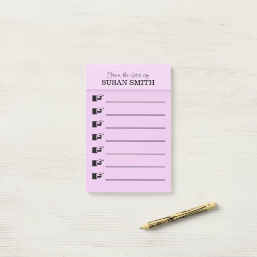 Leraren bureau paarse notitie PERSONALIZE Post-it® Notes (Op bureau)