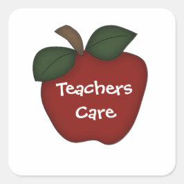 Leraren Care-Red Apple Vierkante Sticker