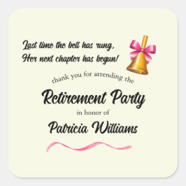 Leraren Classic School Bell Pensioenfeest Vierkante Sticker