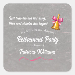 Leraren Classic School Bell Pensioenfeest Vierkante Sticker