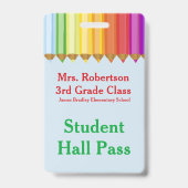 Leraren Colorful Hall Pass Badge (Achterkant)