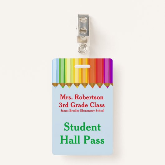 Leraren Colorful Hall Pass Badge (Voorkant met clip)