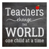 Leraren die het krijtbordschrift met rode appel sc perfect poster (Voorkant)