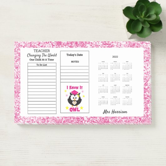 Leraren Funny Owl Desk Calendar Memo Post-it® Notes (Kantoor)