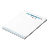 Leraren Gift Custom Geïllustreerd Blauw Potlood Notitieblok (Linkerzijde)