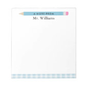 Leraren Gift Custom Geïllustreerd Blauw Potlood Notitieblok (Voorkant)