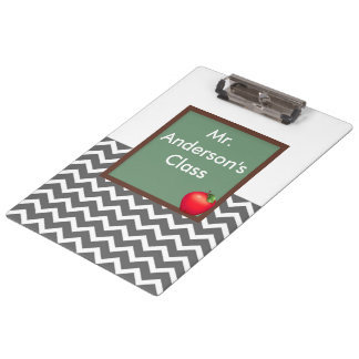 Leraren Gray Chevron Chalkboard Klembord