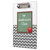 Leraren Gray Chevron Chalkboard Klembord (Links)