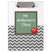 Leraren Gray Chevron Chalkboard Klembord (Voorkant)