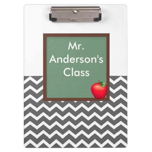 Leraren Gray Chevron Chalkboard Klembord (Voorkant)