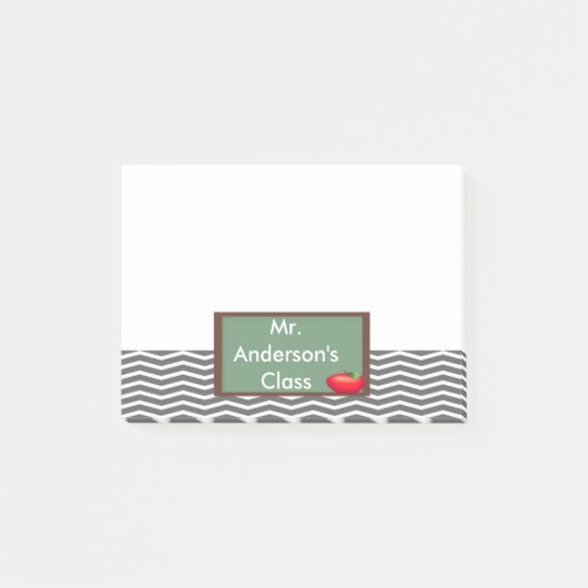 Leraren Gray Chevron Chalkboard Post-it® notes (Voorkant)