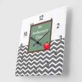 Leraren Gray Chevron Chalkboard Vierkante Klok (Hoek)