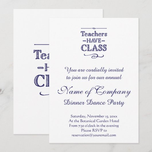 Leraren hebben les blauw en wit kaart (Voorkant / Achterkant)