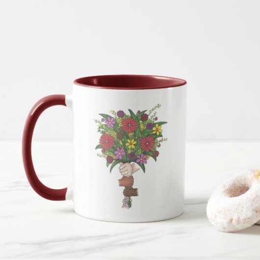 Leraren helpen ons de Mok van Floral Flower Bouque (Met donut)