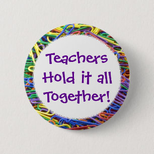 Leraren houden het samen in Paperclips Ronde Button 5,7 Cm