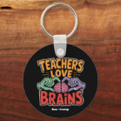 Leraren houden van Hersenen Zombie Handen Hart Hal Sleutelhanger (Voorkant)