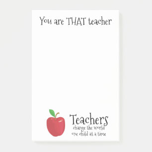 Leraren inspirerend citeren rode appel dank u post-it® notes